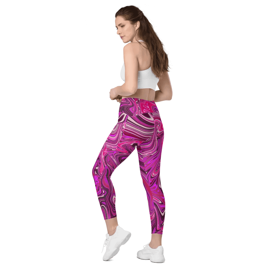 Leggings with Pockets - Pink and Purple Digital Fluid Art product image (7)