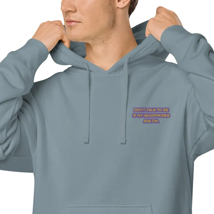 L.C. HEADPHONES ON (tulip design) embroidered pigment hoodie product image (1)