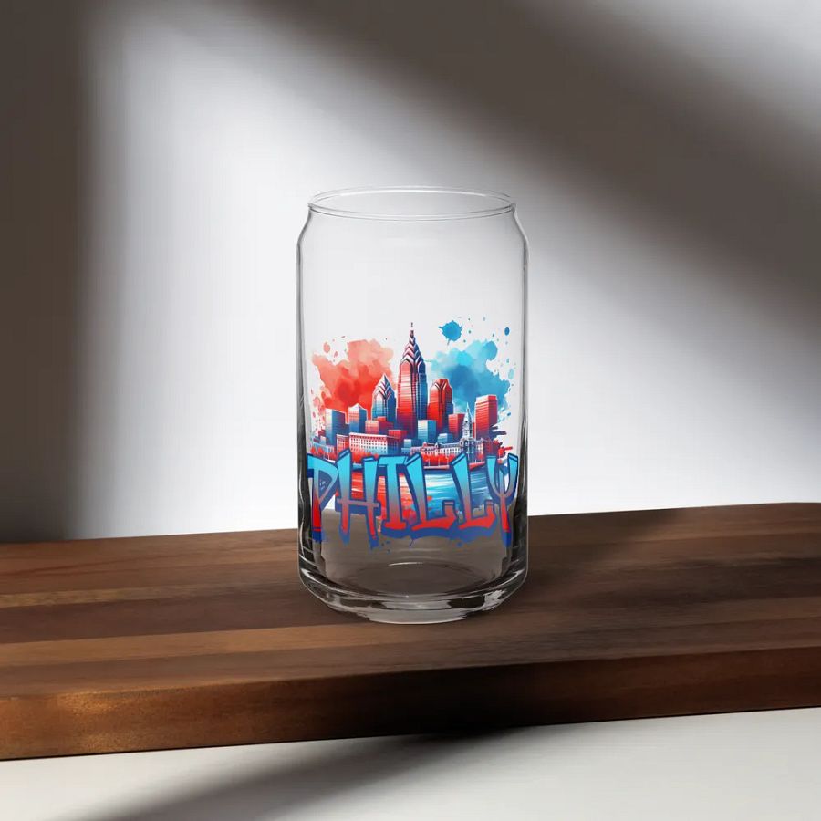 PHILLY CITYSCAPE Can-Shaped Glass - RED/BLUE product image (5)