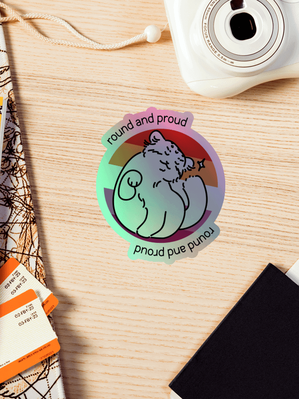 Round and Proud Manul Holo Sticker - Lesbian Flag Version product image (4)