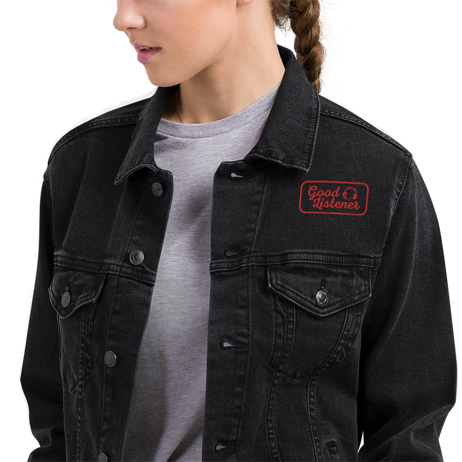 Good Listener Logo Embroidered Jean Jacket - Black and Red product image (1)