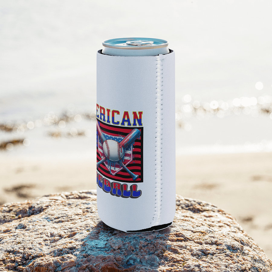 American Baseball Flag Patriotic Paint Drip Can Cooler product image (8)