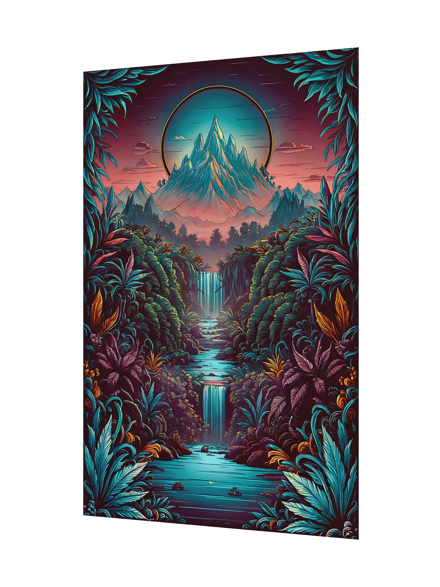 Twilight Mountain Falls - Vibrant Matte Wall Decor Poster product image (5)