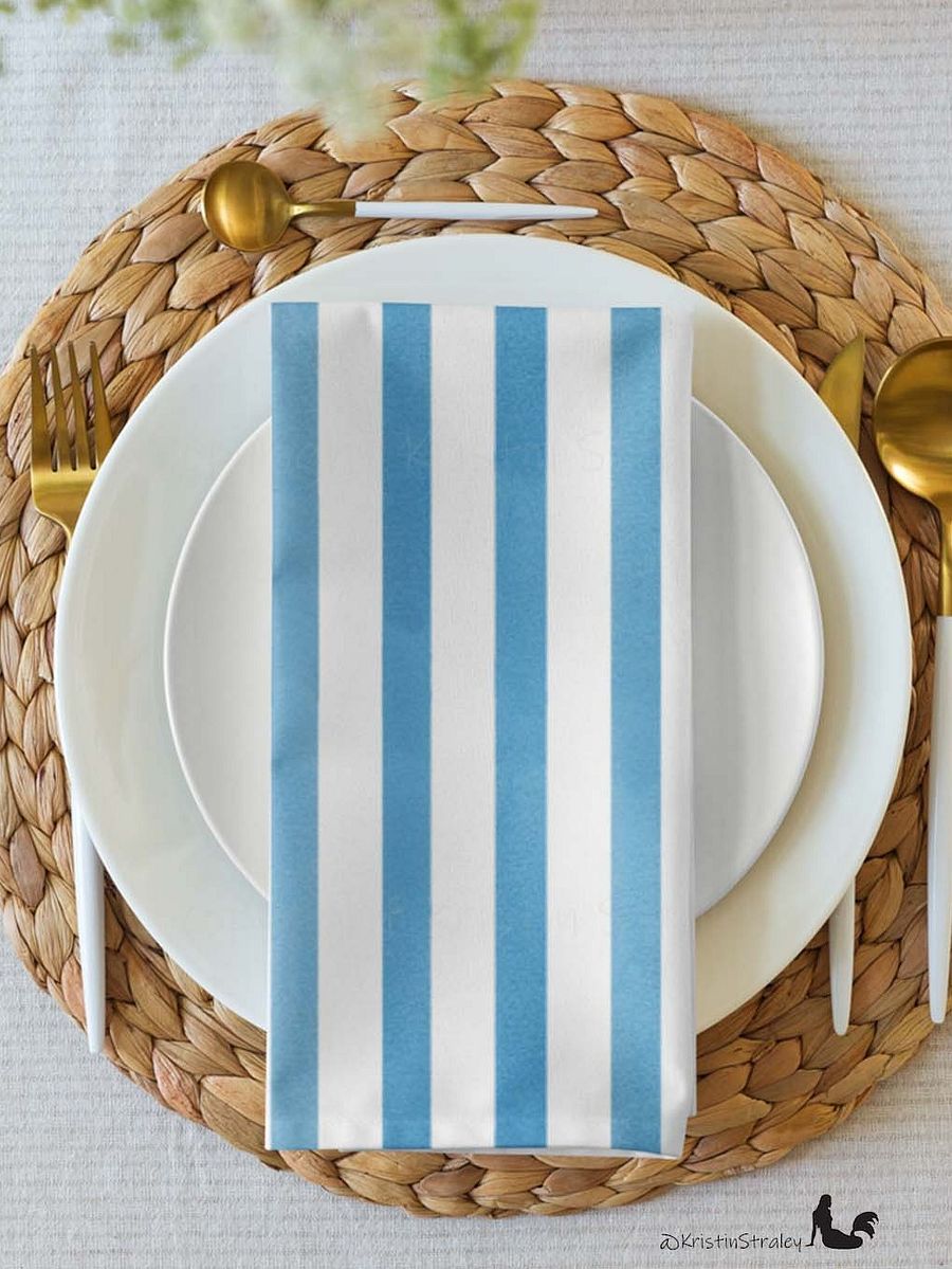 Blue Gingham Set on White Cloth Napkins Set of 4 product image (7)