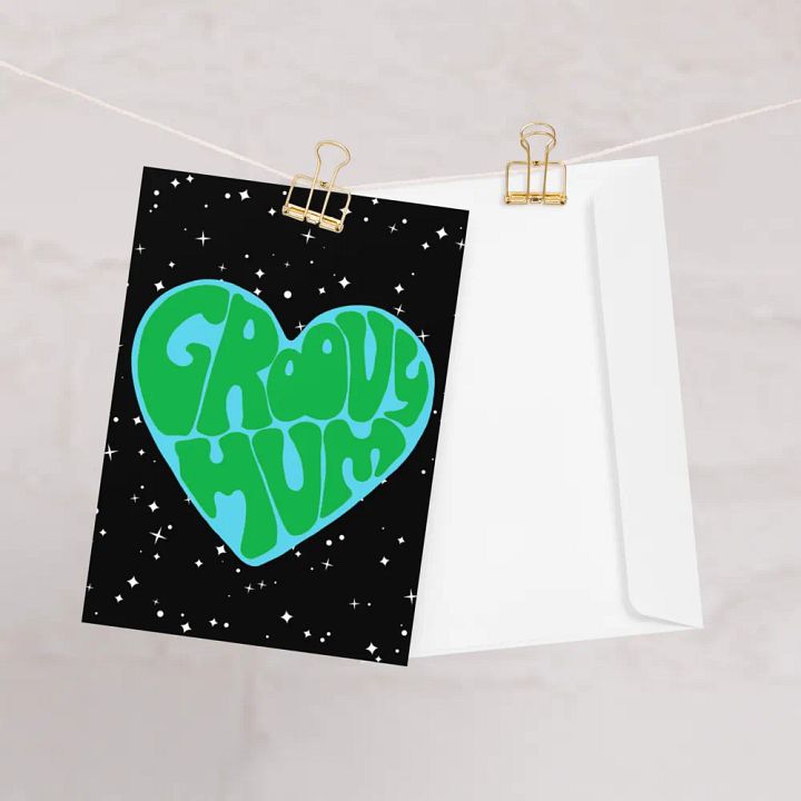 Groovy Mum earth retro portrait greetings card product image (1)