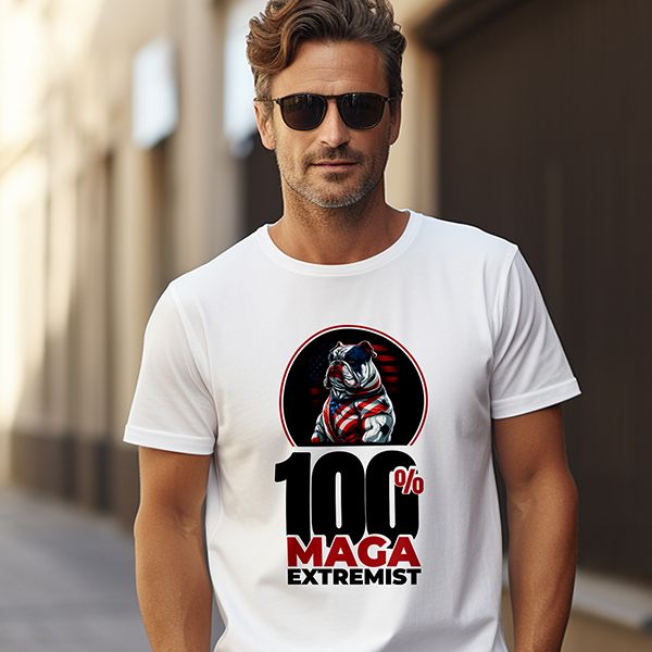 Patriotic Bulldog 100% MAGA T-Shirt product image (5)