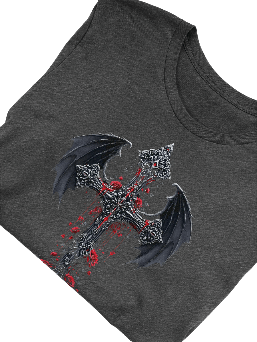 Gothic Cross with Roses & Bat Wings Tee product image (24)