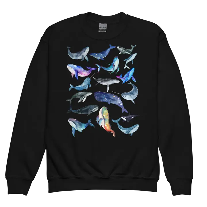 Whale Collage Youth Crewneck Sweatshirt product image (1)