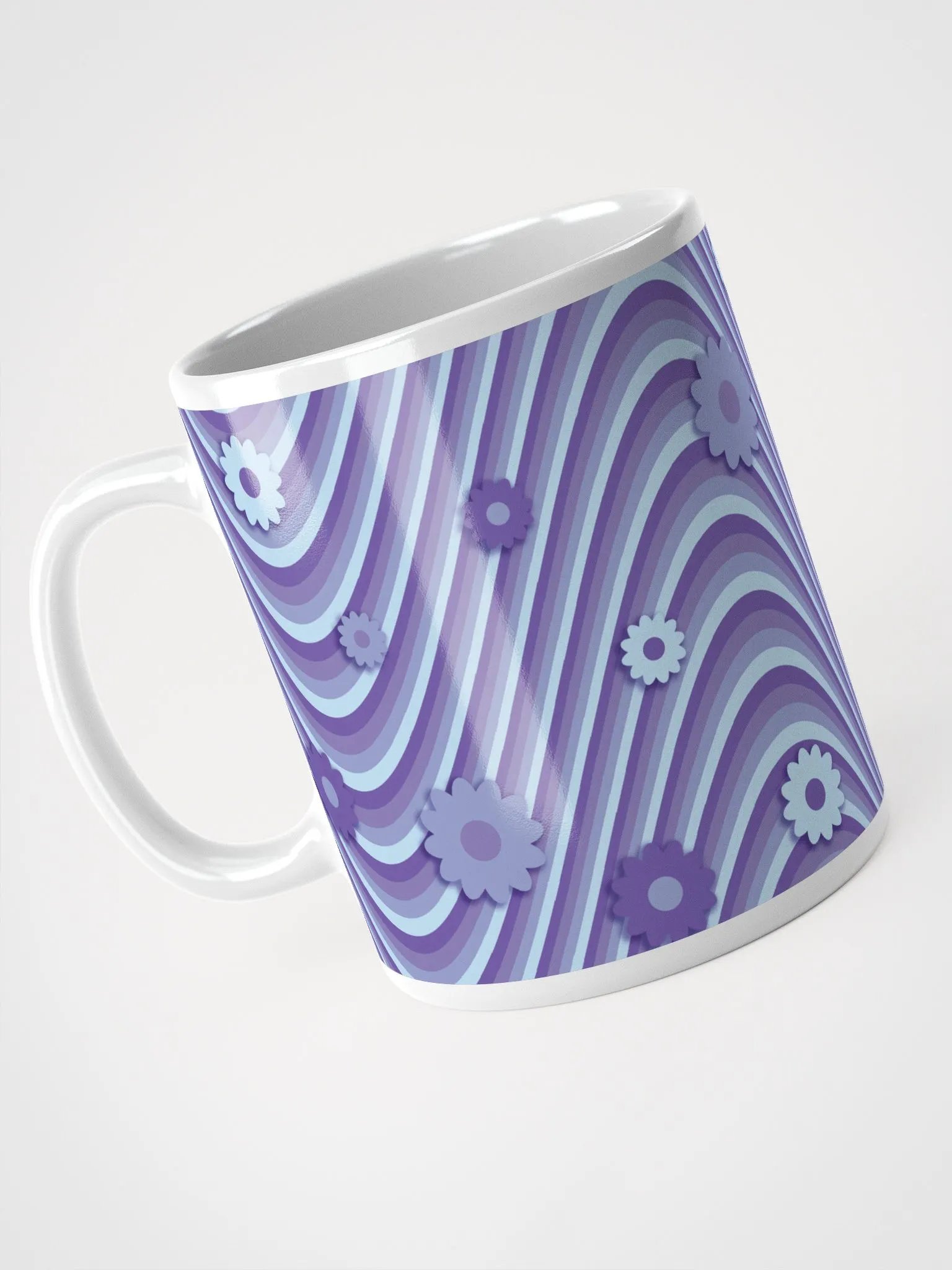 Purple Waves Floral Retro Mug product image (4)