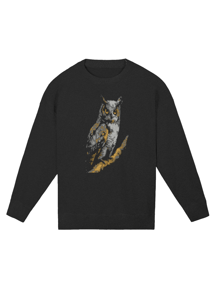 Great Horned Owl Relaxed Jacquard Sweater – Knit Pullover with Great Horned Owl Design product image (1)