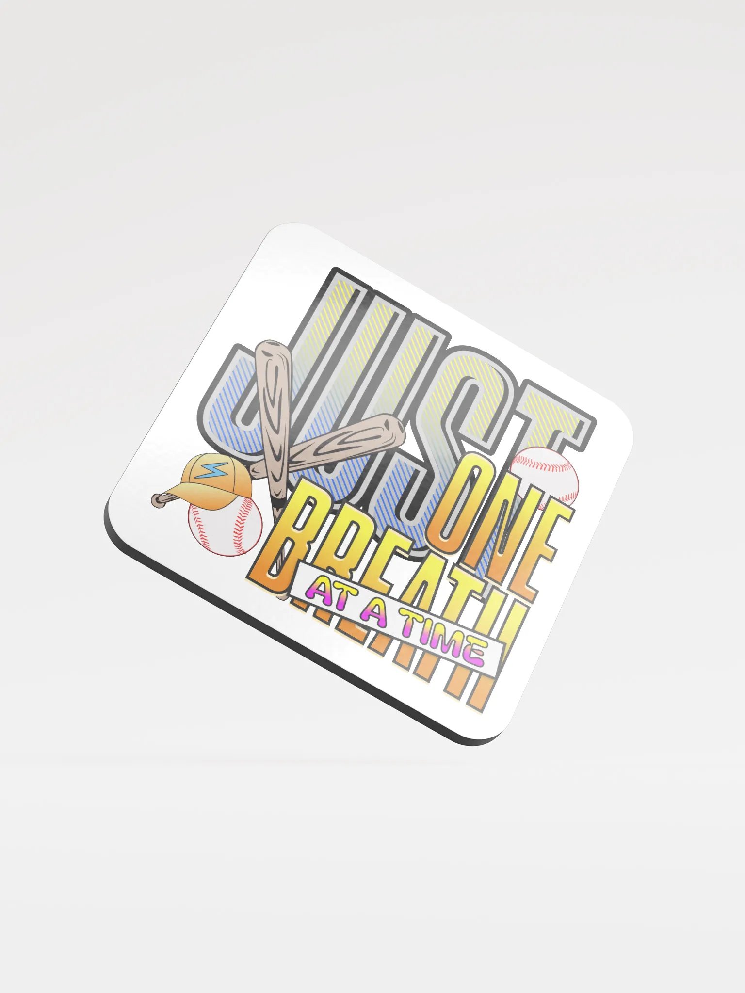 Just One Breath At A Time Baseball Inspirations Cork Coaster product image (2)