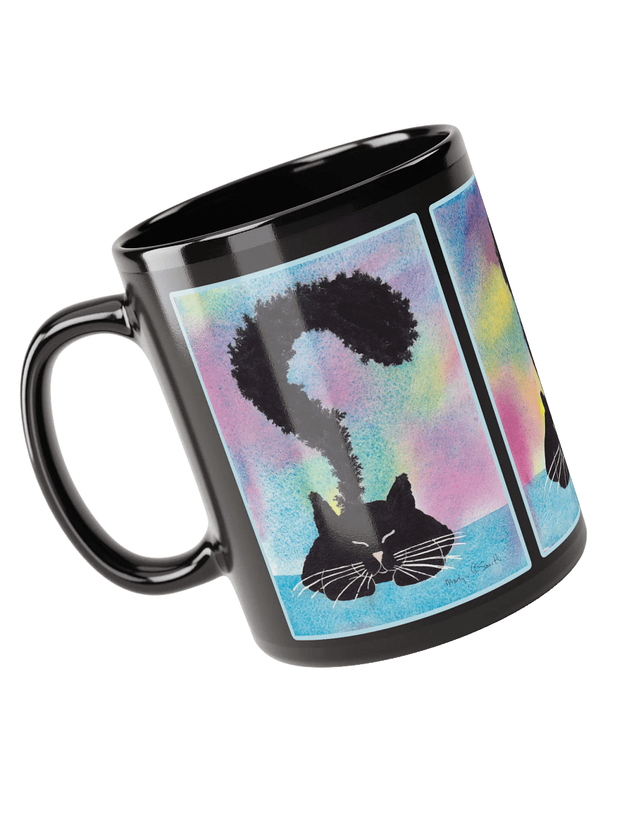 Black Kitty Coming to Full Attention on Black Ceramic Mug product image (4)