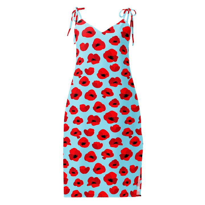 Sky Blue & Red Poppy Slip Dress product image (1)