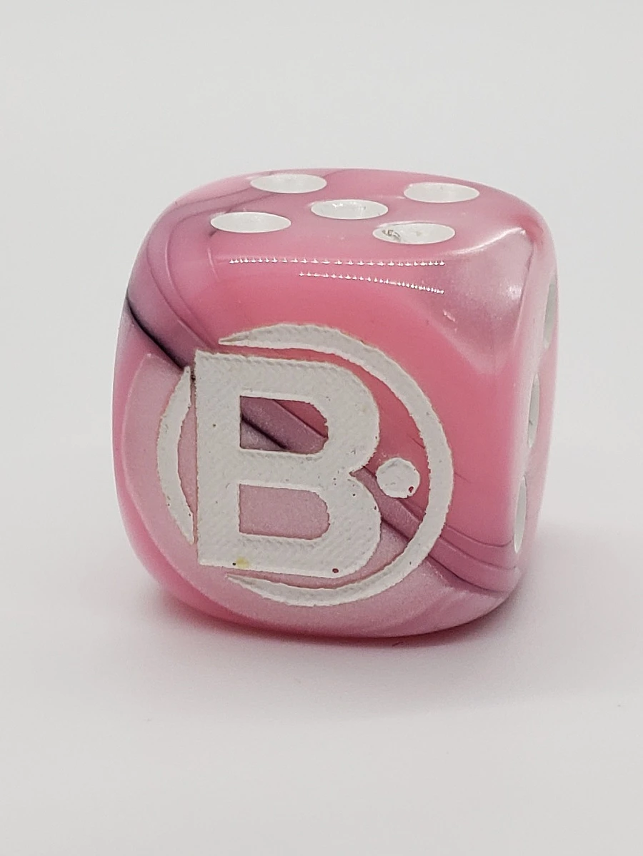 B-Dot Logo Dice - Pink and Black Swirl D6 product image (1)
