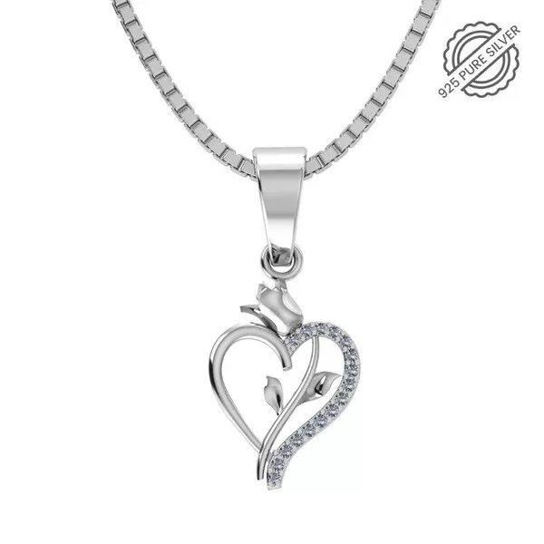 925 Pure Silver Neckless Rose Heart Pendant For Girls product image (1)