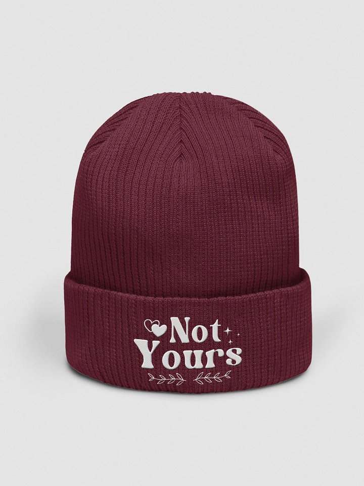 Not Yours Embroidered Organic Cotton Ribbed Beanie (White Text) product image (5)