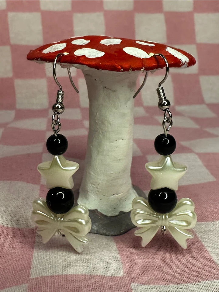 Black Star and Bow Earrings product image (1)