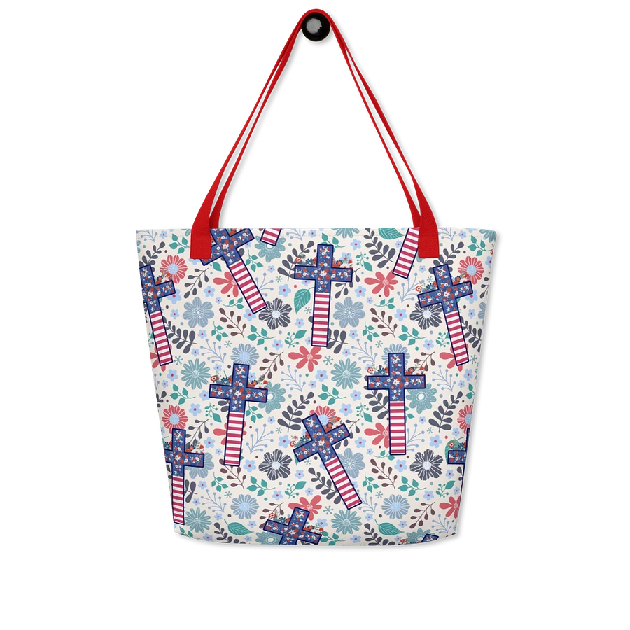 Floral Patriotic Cross Patterned Tote Bag product image (8)