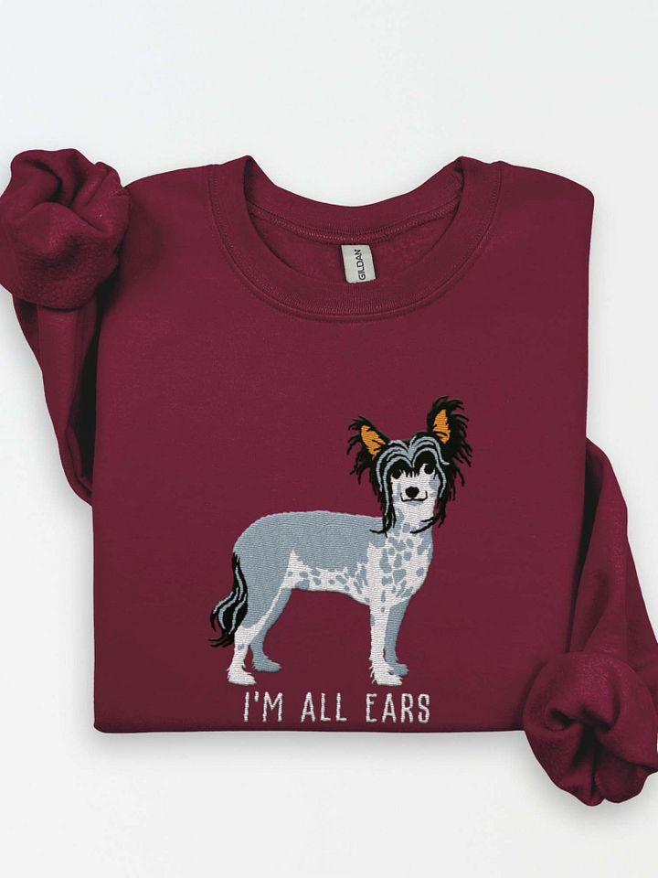I'm All Ears Sweatshirt (Embroidered) of a Chinese Crested Dog(Black) product image (1)