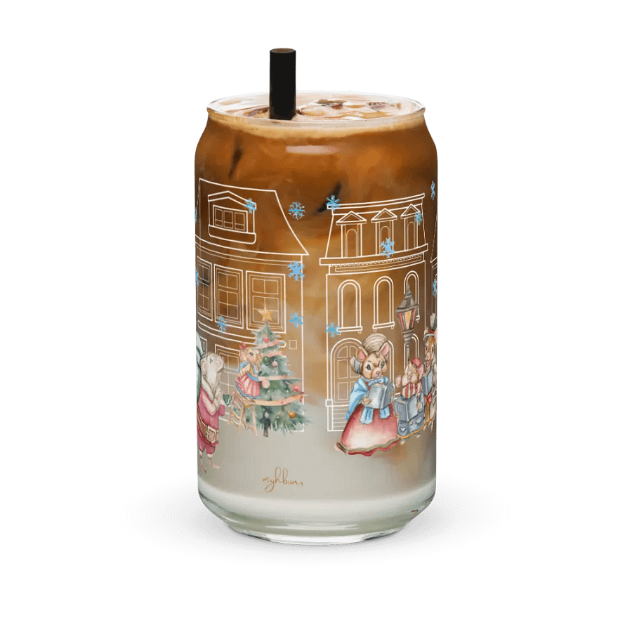Prelude To Christmas Glass Can Tumbler | 16oz Holiday-Themed Drinkware | Festive Winter Scene Design product image (4)