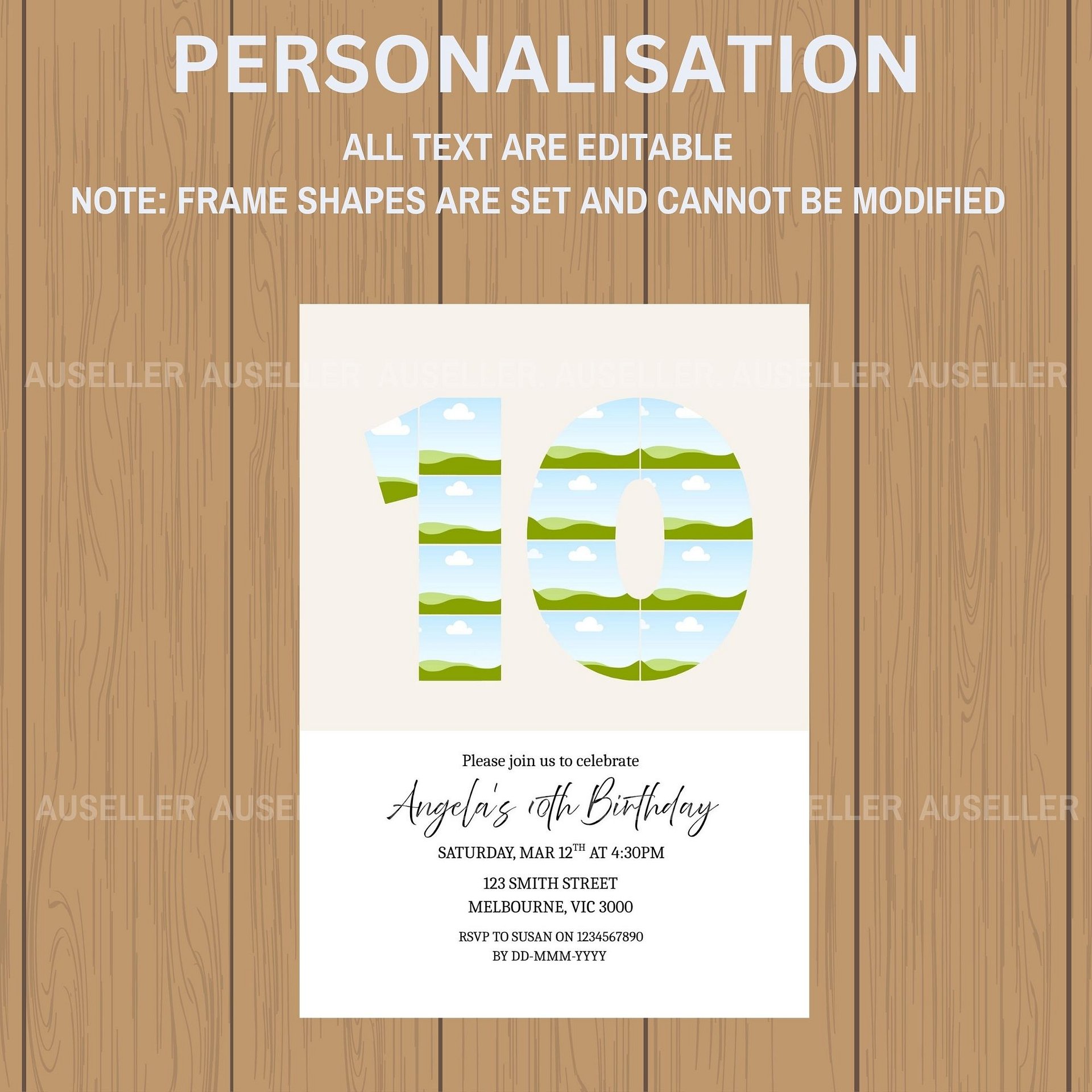 10th Birthday Photo Collage Editable Invitation Template product image (5)