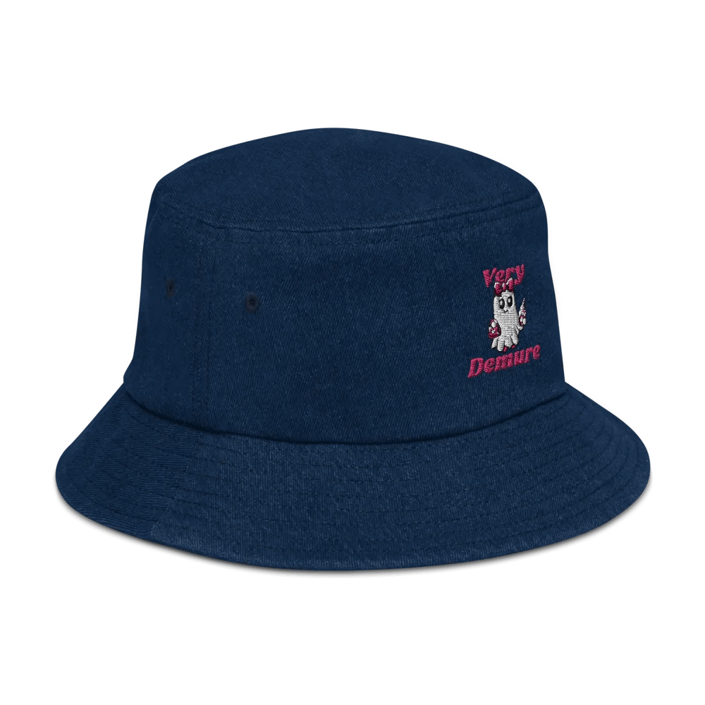 Very Demure Cute Ghost Embroidered Denim Bucket Hat product image (3)