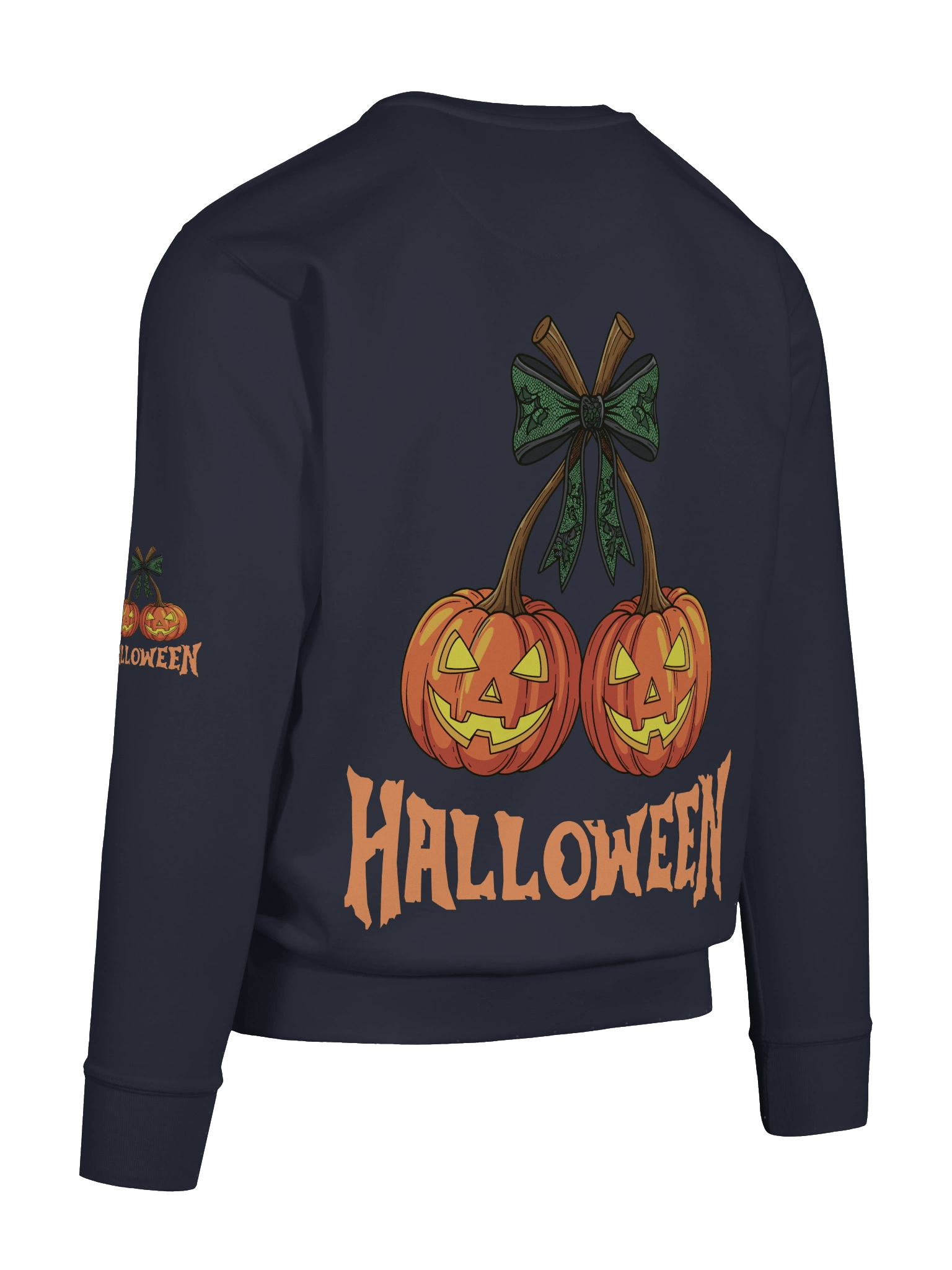 Halloween Pumpkin Sweatshirt – Spooky Twin Jack-O’-Lantern Graphic Design" product image (105)