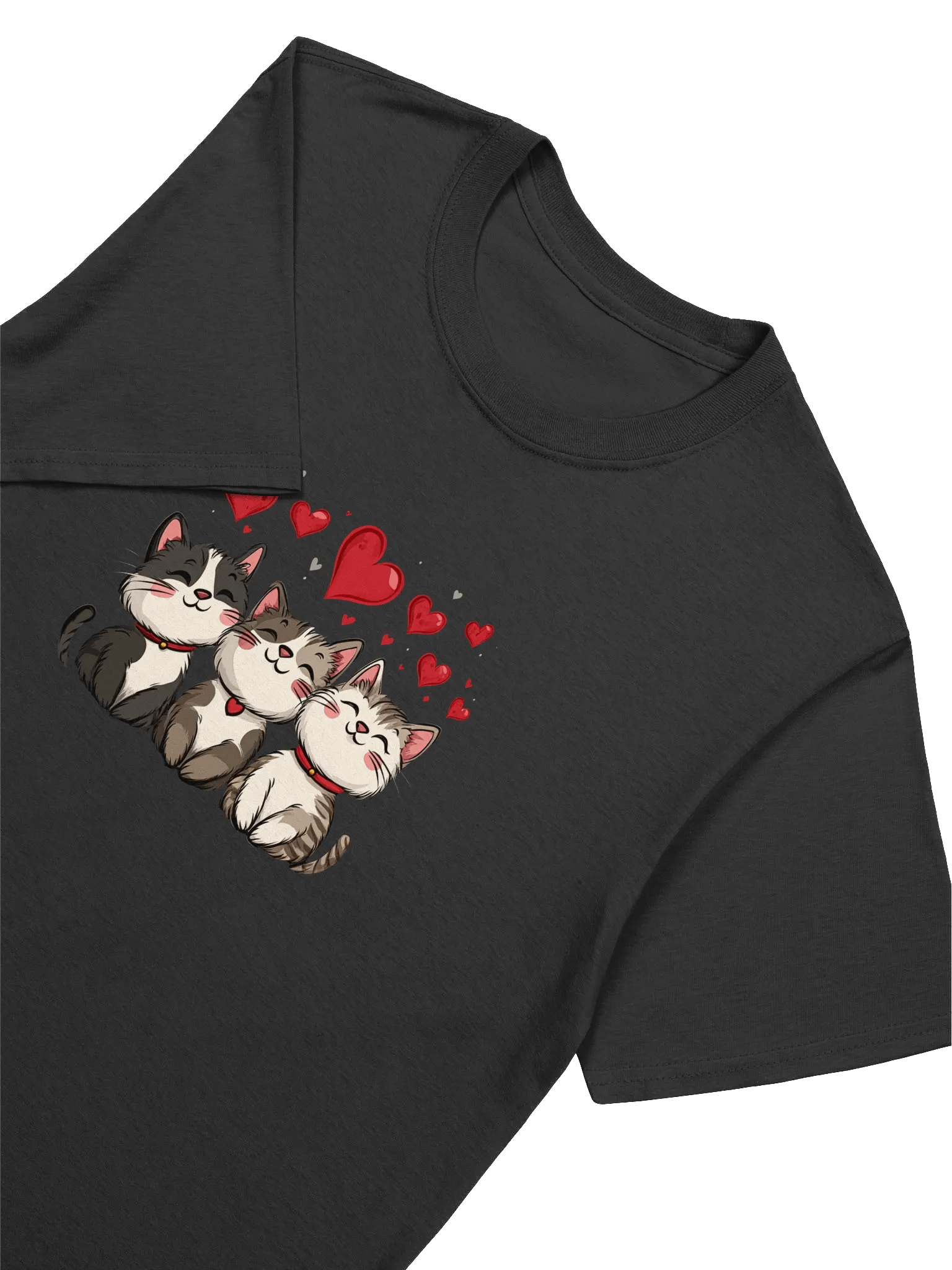Cute Cats and Red Hearts Valentine’s Day Unisex T-Shirt product image (3)