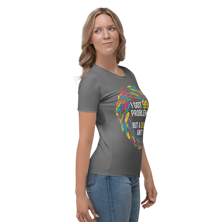 Fancy Lads Women's Grey T-shirt "I Got 99 Problems But A Disc Ain't 1" product image (5)