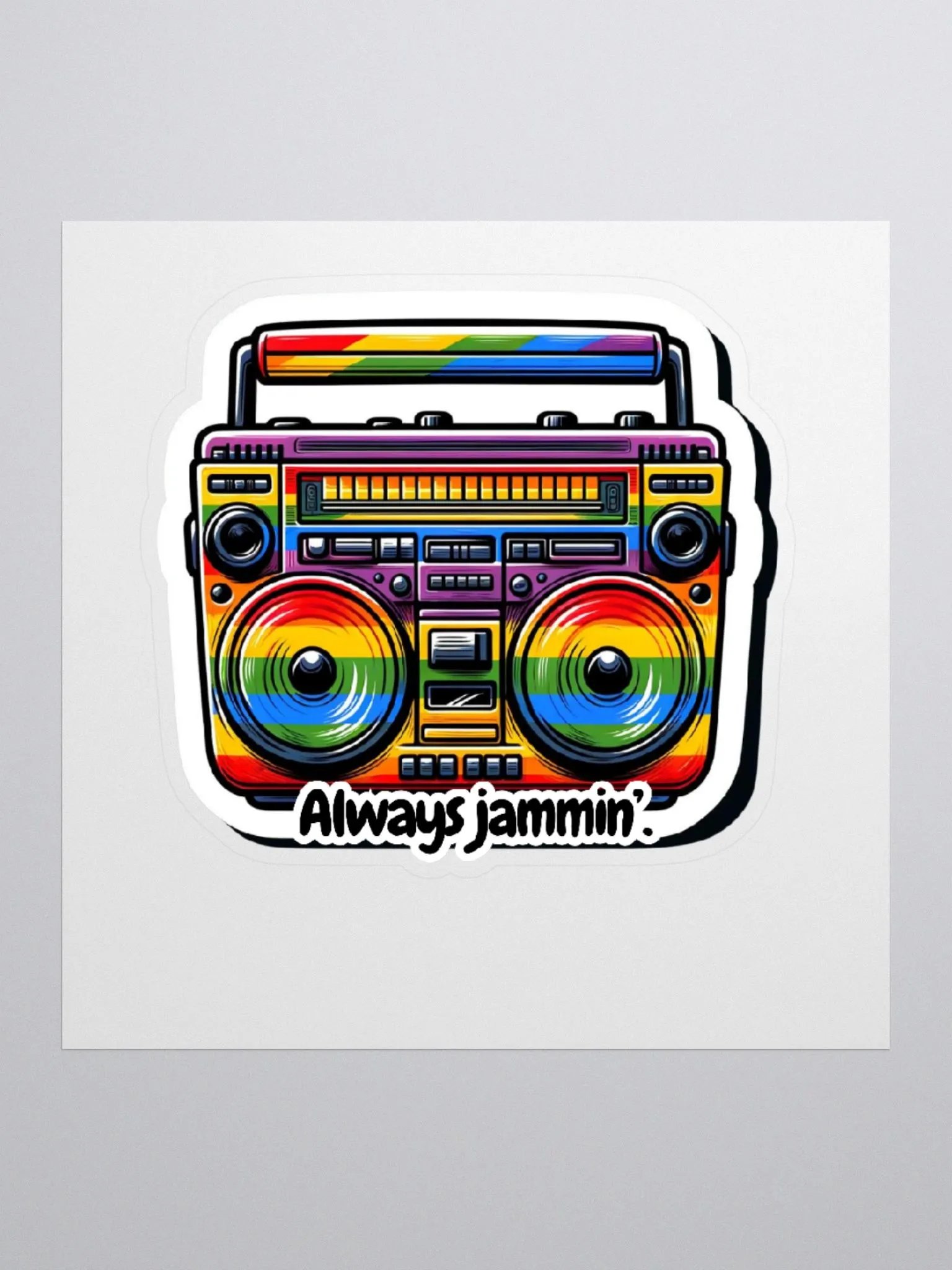Always Jammin' Sticker-Music Lover Sticker-Boom Box Sticker-Rainbow Style Sticker product image (2)