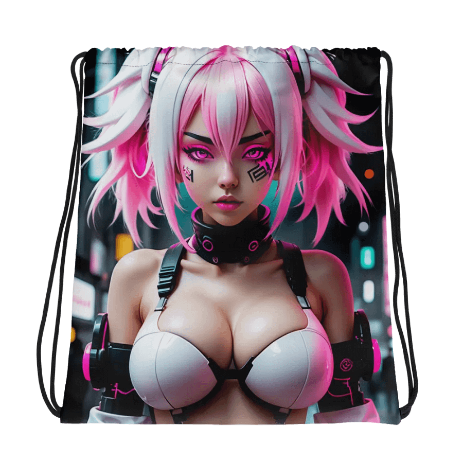 Cyberpunk Pigtails Drawstring Adventure Bag product image (1)