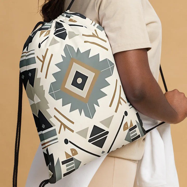 Southwestern Tribal Geometric Drawstring Backpack product image (1)