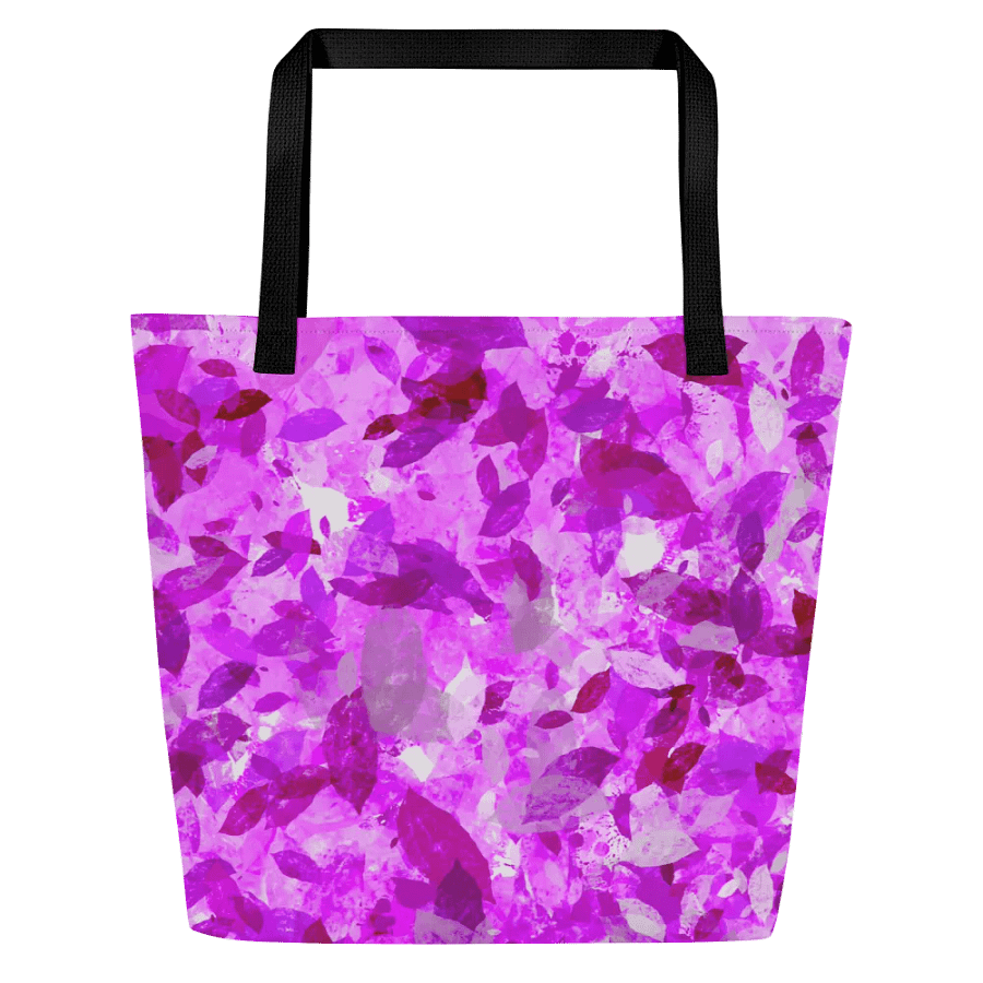 Pink leaves All Over Tote Bag with pocket product image (2)