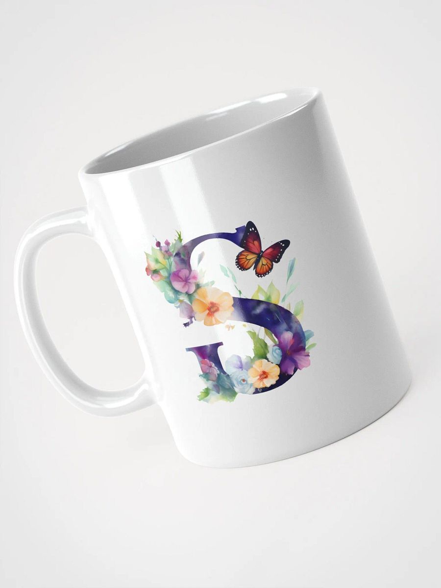 Letter S Monogram Floral Fantasy White Glossy Mug product image (8)