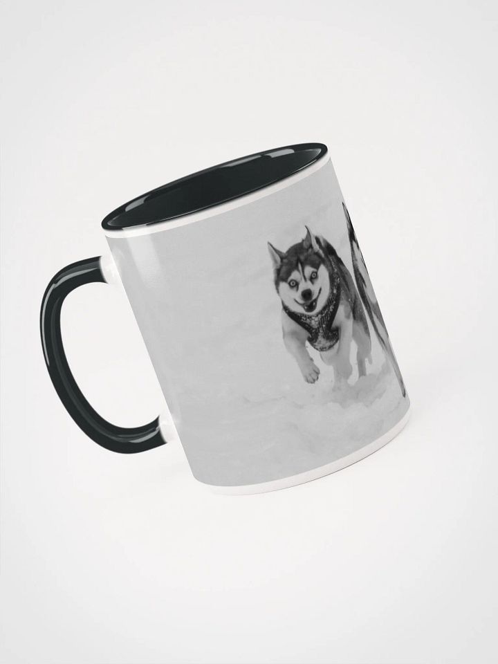 Klee Kai brother and sister running on the snow - B&W product image (2)