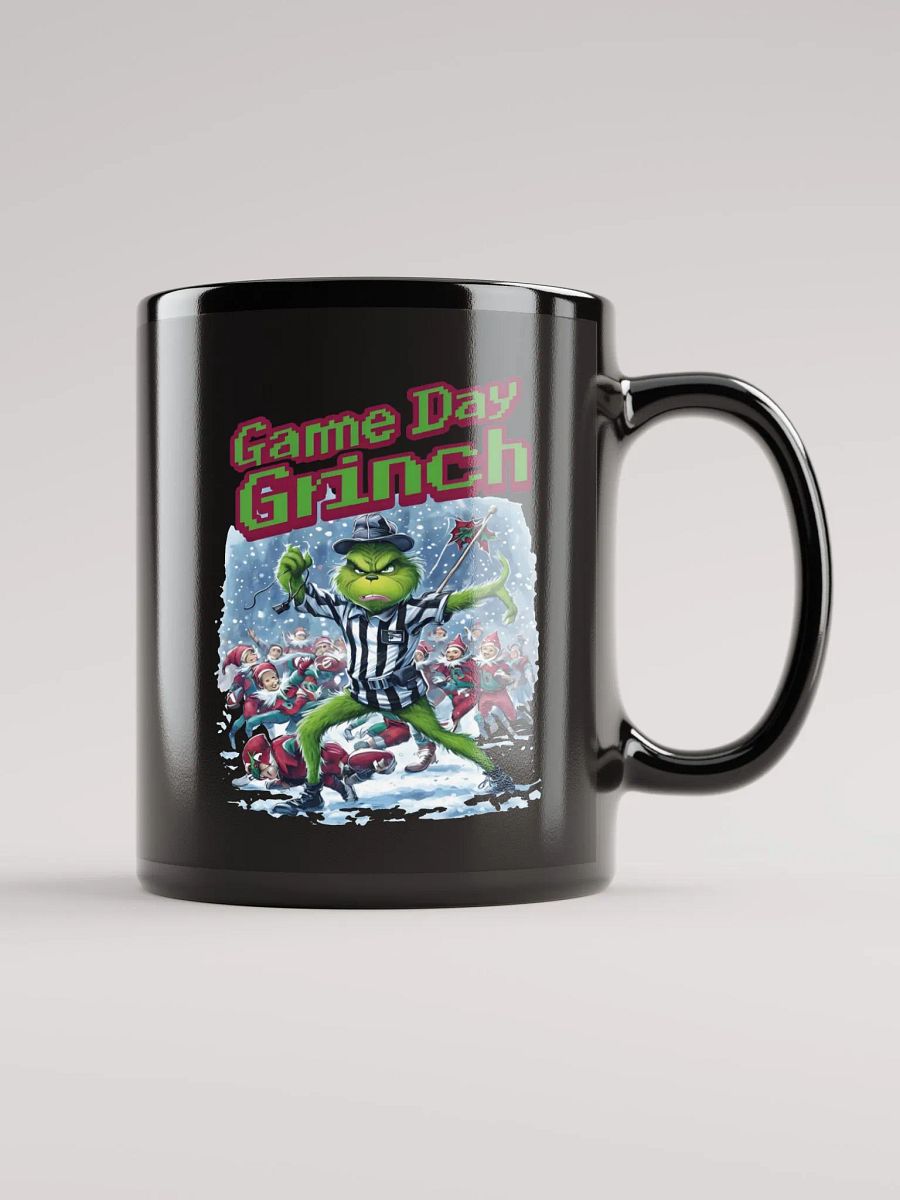 Game Day Grinch Christmas Football Glossy Black Mug product image (1)