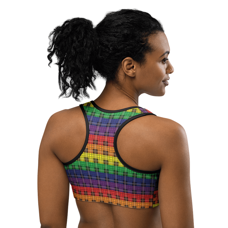 Rainbow Pride Plaid Sports Bra product image (4)