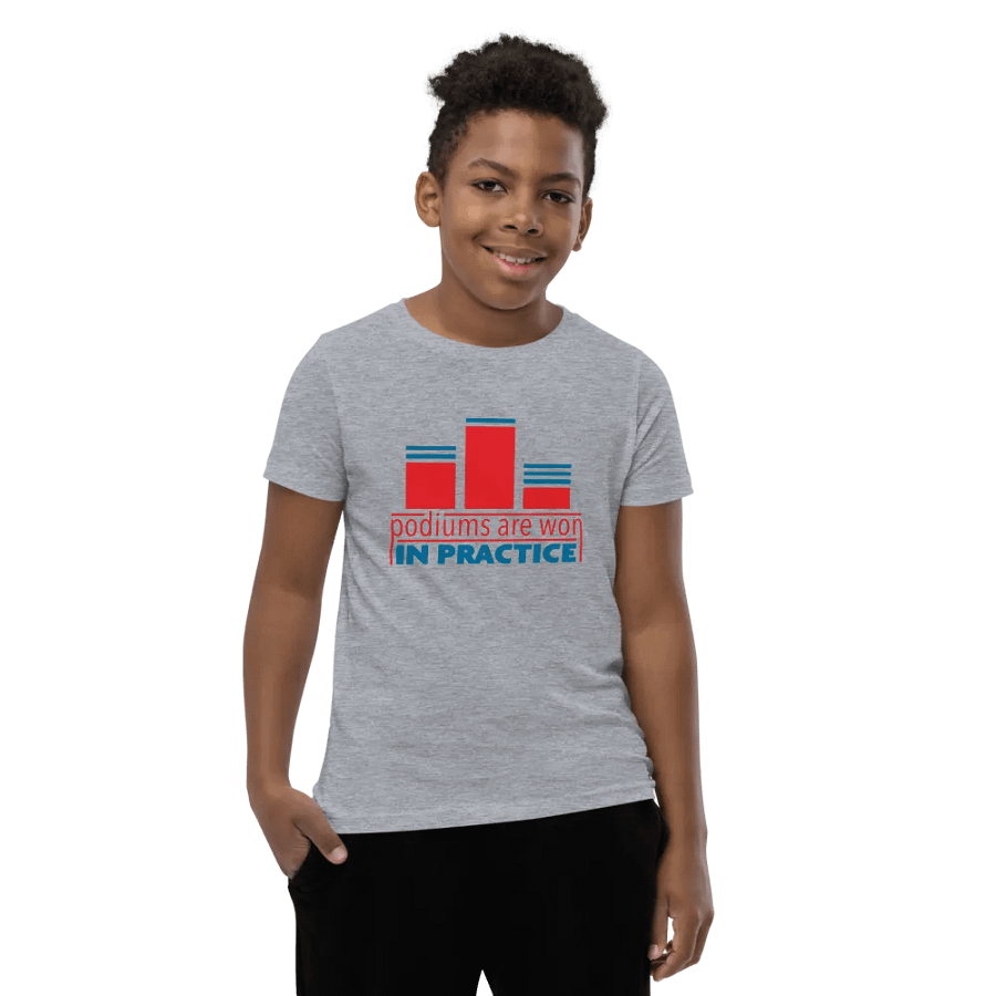 Podiums Are Won In Practice Kids Tee: Orange & Blue product image (6)