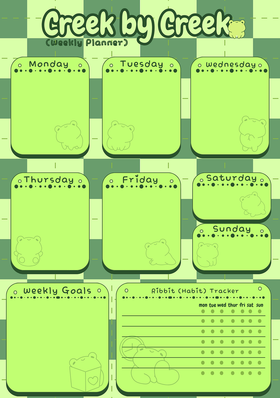 April's Planner Design - Frog Daily, Weekly, and Monthly Planner Sheets (A5 Size) product image (2)