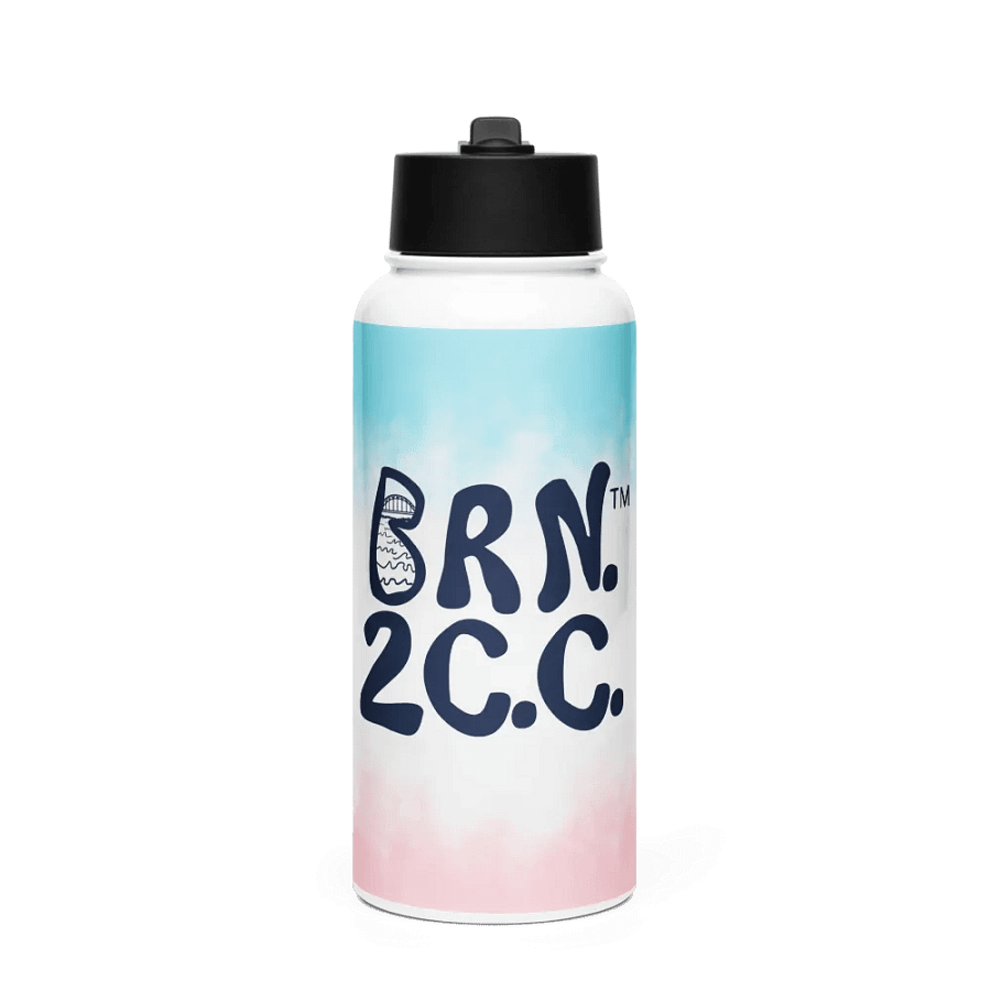 BRN.2C.C.™ | Navy Logo | Stainless Steel Water Bottle | Iconic Pink, White & Blue product image (1)