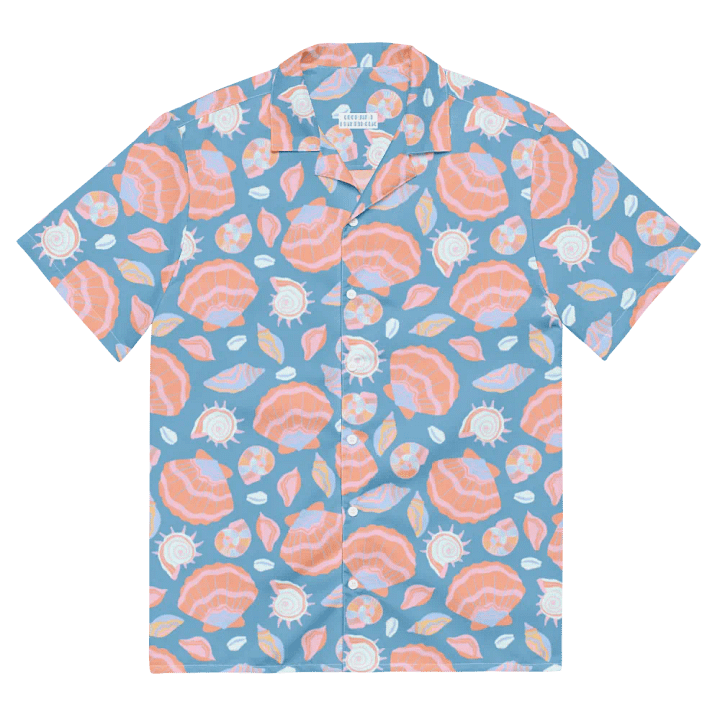 Retro Seashells Blue Hawaiian Shirt product image (2)