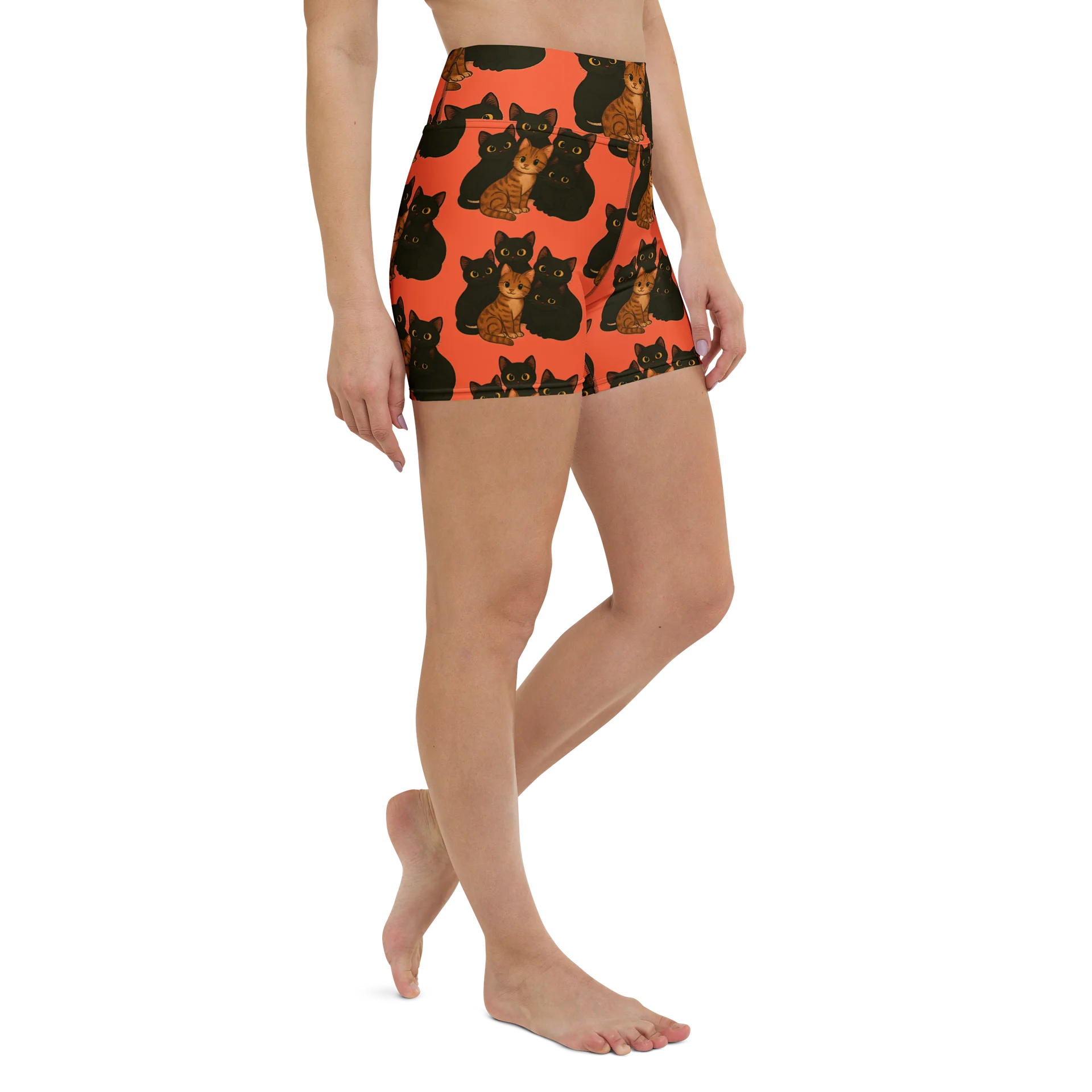Orange Kitty Yoga Shorts product image (3)