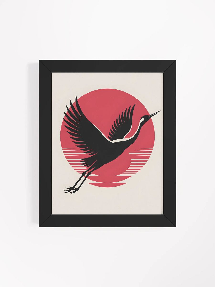Flying Crane and Sun Framed Print | Japanese Art Wall Decor product image (4)