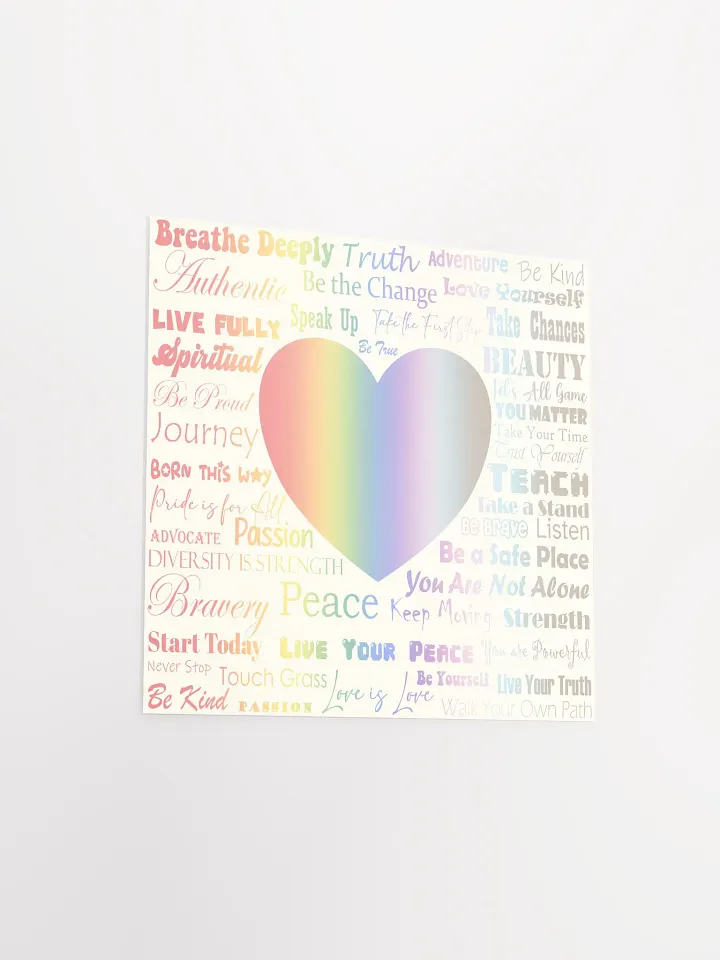 Love and Pride Square Poster (Rainbow Gradient Text) product image (2)