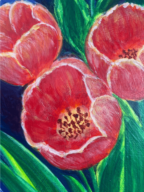 LUXURY IN BLOOM: RED TULIPS ORIGINAL ACRYLIC PAINTING product image (3)