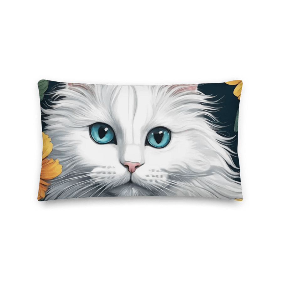 Blue-Eyed Cat and Orange Flowers Premium Pillow product image (11)