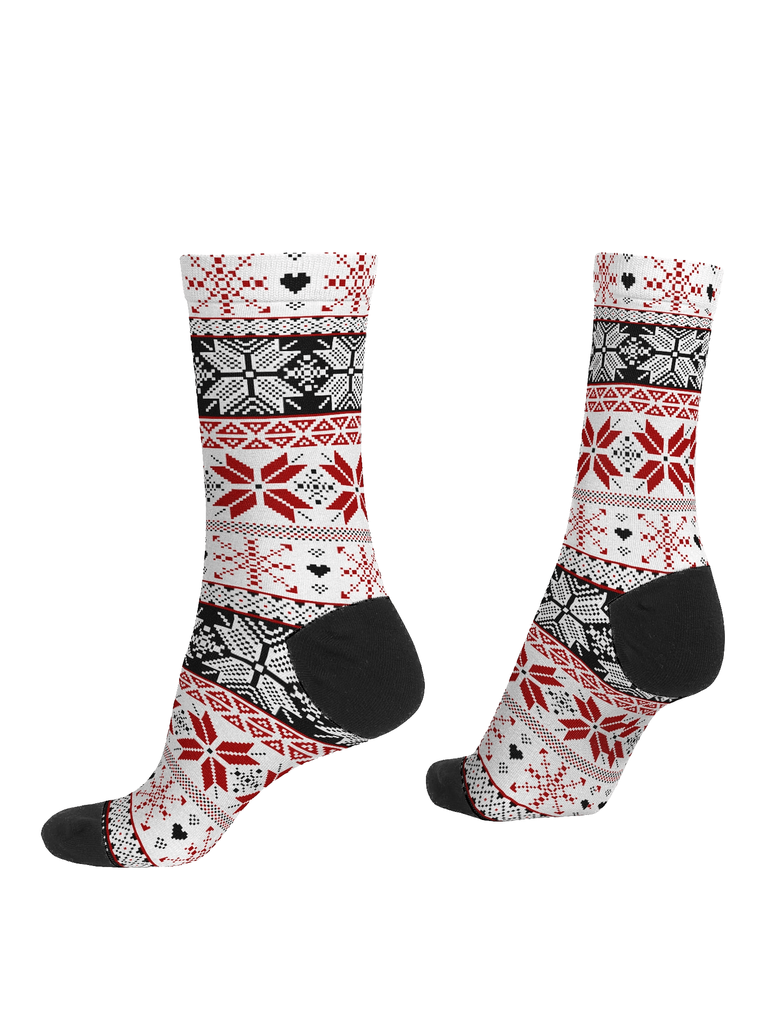 Winter Fair Isle Pattern Socks, Red & Black product image (4)
