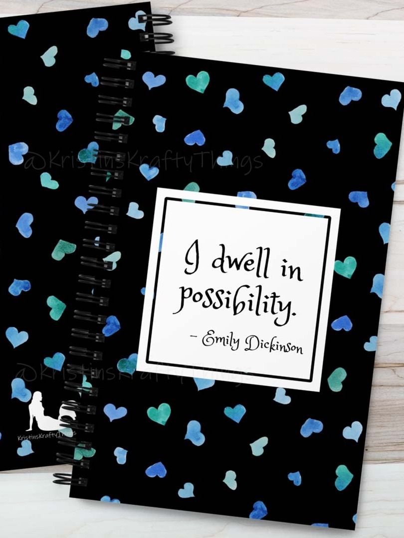 I Dwell in Possibility Quote on Hearts Notebook product image (5)