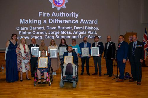 A picture of all the amazing people to receive the Making a Difference award from the Dorset and Wiltshire Fire and Rescue Se...