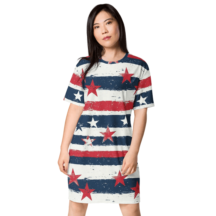 Geaux 31 (On Back) - Vintage Patriots (Stars & Stripes) T-Shirt Dress product image (1)